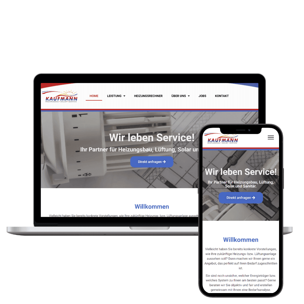 Webseite Projekt: Kaufmann Heizungsbau – Heizungsbau Website